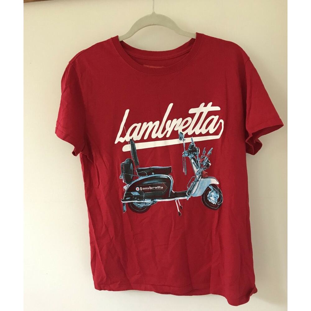 Lambretta Motorcycle Motorbike Scooter Hipster Euro Red Graphic T Shirt Large 44